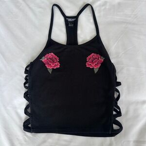 Streetwear Society Racerback Tank Top Women's Small‎ Black Rose Whimsigoth